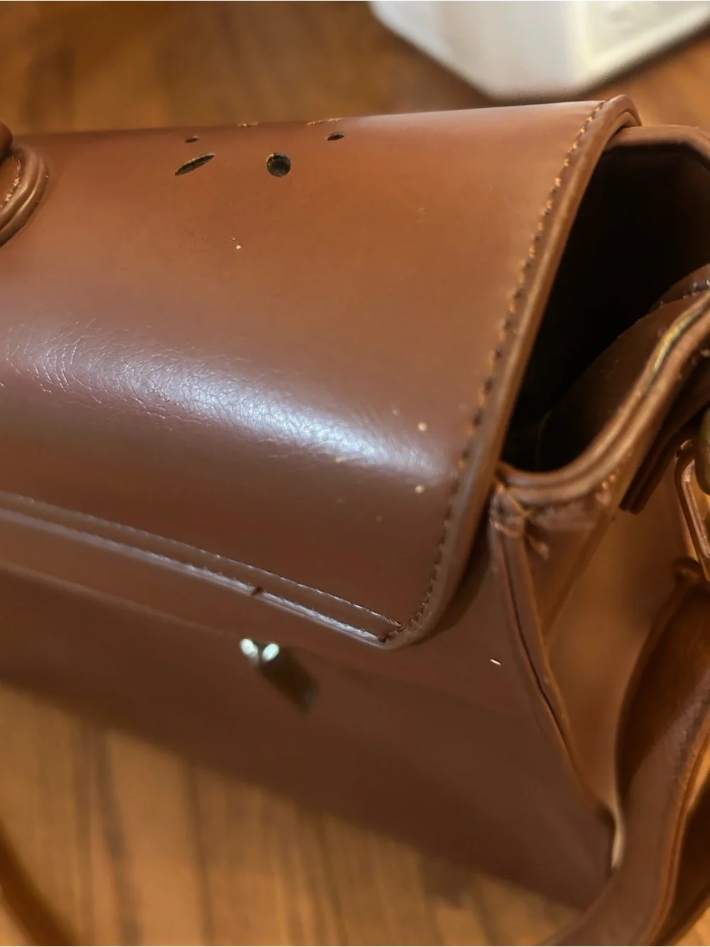 Classic Brown Laptop Tote with Detachable Strap